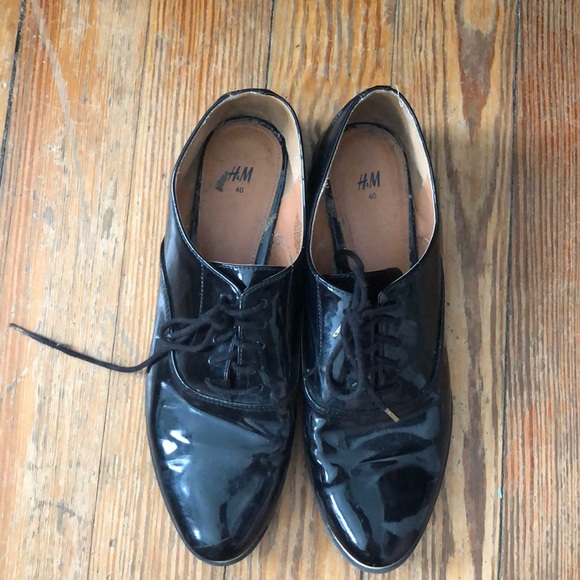 Black patent brogues/dress shoes size 40 - Picture 1 of 4